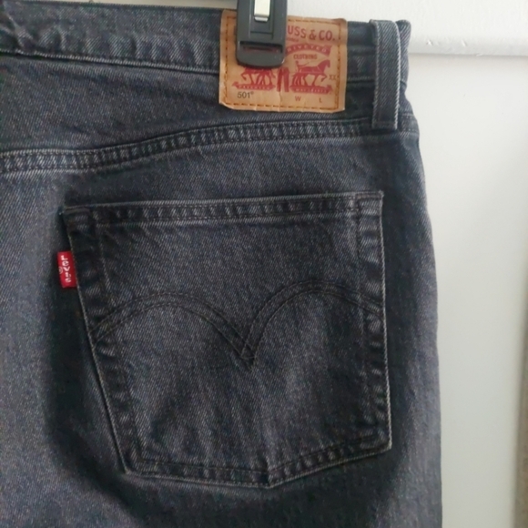 Levi's 501 Cropped raw hem Buttonfly jeans 31 Washed black Straight Leg 31x28 - Picture 13 of 14